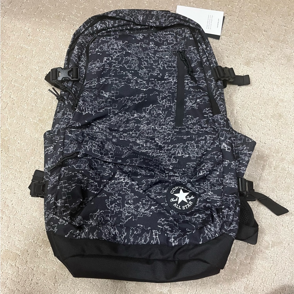 Converse All Star Patterned Black Backpack NWT